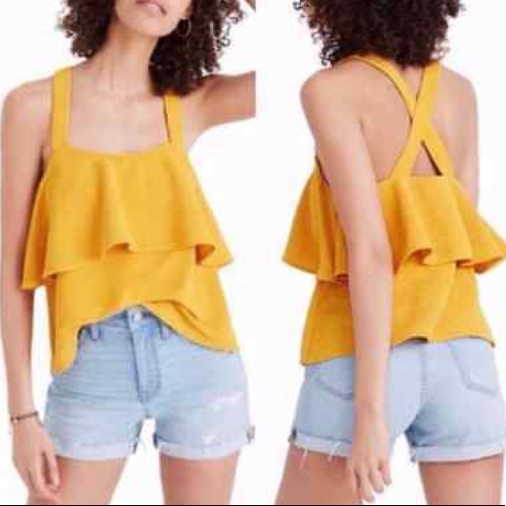 Madewell Texture & Thread Tiered Top Yellow Large